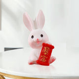 Maxbell Chinese New Year Rabbit Statue Small Bunny Figurine for Table Decoration Rich 2.1cmx4.1cm