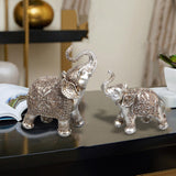 Maxbell Couple Elephants Statues Ornament Resin Figurine for Desk Home Decoration