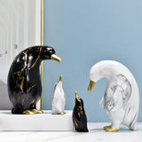 Maxbell 3x Nordic Penguin Statue Figurine Craft Art Works for Desktop Bookcase Decor Black