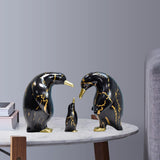 Maxbell 3x Nordic Penguin Statue Figurine Craft Art Works for Desktop Bookcase Decor Black