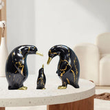 Maxbell 3x Nordic Penguin Statue Figurine Craft Art Works for Desktop Bookcase Decor Black