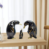 Maxbell 3x Nordic Penguin Statue Figurine Craft Art Works for Desktop Bookcase Decor Black