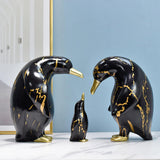 Maxbell 3x Nordic Penguin Statue Figurine Craft Art Works for Desktop Bookcase Decor Black