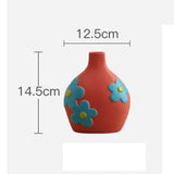 Maxbell Ceramic Flower Vase Planter Bottle Tabletop Creative Centerpieces Red