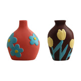 Maxbell Ceramic Flower Vase Planter Bottle Tabletop Creative Centerpieces Red