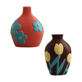 Maxbell Ceramic Flower Vase Planter Bottle Tabletop Creative Centerpieces Red