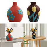 Maxbell Ceramic Flower Vase Planter Bottle Tabletop Creative Centerpieces Red