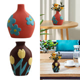 Maxbell Ceramic Flower Vase Planter Bottle Tabletop Creative Centerpieces Red