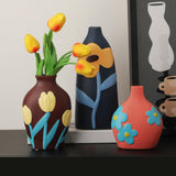 Maxbell Ceramic Flower Vase Planter Bottle Tabletop Creative Centerpieces Red