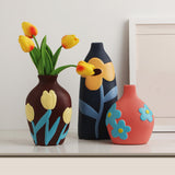 Maxbell Ceramic Flower Vase Planter Bottle Tabletop Creative Centerpieces Red