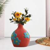 Maxbell Ceramic Flower Vase Planter Bottle Tabletop Creative Centerpieces Red