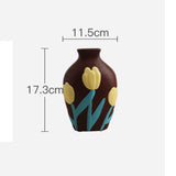 Maxbell Ceramic Flower Vase Planter Bottle Tabletop Creative Centerpieces Brown