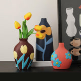 Maxbell Ceramic Flower Vase Planter Bottle Tabletop Creative Centerpieces Brown
