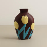 Maxbell Ceramic Flower Vase Planter Bottle Tabletop Creative Centerpieces Brown