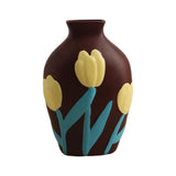 Maxbell Ceramic Flower Vase Planter Bottle Tabletop Creative Centerpieces Brown