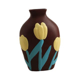 Maxbell Ceramic Flower Vase Planter Bottle Tabletop Creative Centerpieces Brown