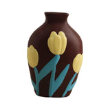 Maxbell Ceramic Flower Vase Planter Bottle Tabletop Creative Centerpieces Brown