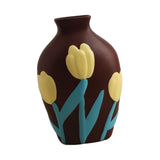 Maxbell Ceramic Flower Vase Planter Bottle Tabletop Creative Centerpieces Brown