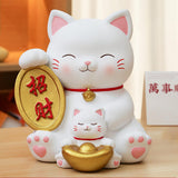 Maxbell Cat Figurine Piggy Bank Decorative for Chinese New Year Gift Home Decoration Style C