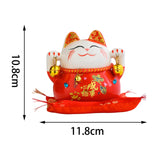 Maxbell Lucky Cat Statue Piggy Bank Animal Sculpture for New Year Decoration Red