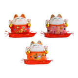 Maxbell Lucky Cat Statue Piggy Bank Animal Sculpture for New Year Decoration Red