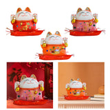 Maxbell Lucky Cat Statue Piggy Bank Animal Sculpture for New Year Decoration Red