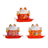 Maxbell Lucky Cat Statue Piggy Bank Animal Sculpture for New Year Decoration Red