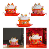 Maxbell Lucky Cat Statue Piggy Bank Animal Sculpture for New Year Decoration Red