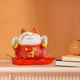 Maxbell Lucky Cat Statue Piggy Bank Animal Sculpture for New Year Decoration Red
