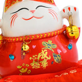 Maxbell Lucky Cat Statue Piggy Bank Animal Sculpture for New Year Decoration Red