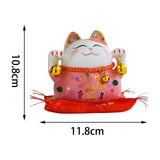 Maxbell Lucky Cat Statue Piggy Bank Animal Sculpture for New Year Decoration Pink