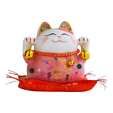 Maxbell Lucky Cat Statue Piggy Bank Animal Sculpture for New Year Decoration Pink