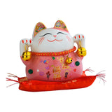 Maxbell Lucky Cat Statue Piggy Bank Animal Sculpture for New Year Decoration Pink