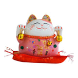 Maxbell Lucky Cat Statue Piggy Bank Animal Sculpture for New Year Decoration Pink