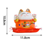 Maxbell Lucky Cat Statue Piggy Bank Animal Sculpture for New Year Decoration Orange