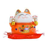 Maxbell Lucky Cat Statue Piggy Bank Animal Sculpture for New Year Decoration Orange