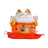 Maxbell Lucky Cat Statue Piggy Bank Animal Sculpture for New Year Decoration Orange