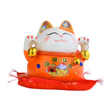 Maxbell Lucky Cat Statue Piggy Bank Animal Sculpture for New Year Decoration Orange