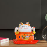 Maxbell Lucky Cat Statue Piggy Bank Animal Sculpture for New Year Decoration Orange