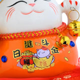 Maxbell Lucky Cat Statue Piggy Bank Animal Sculpture for New Year Decoration Orange