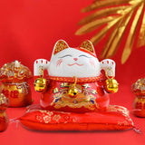 Maxbell Chinese Style Lucky Cat Money Bank Saving Box for Office Home Decorations Red