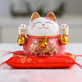 Maxbell Chinese Style Lucky Cat Money Bank Saving Box for Office Home Decorations Pink