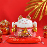 Maxbell Chinese Style Lucky Cat Money Bank Saving Box for Office Home Decorations Pink