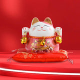 Maxbell Chinese Style Lucky Cat Money Bank Saving Box for Office Home Decorations Pink