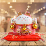 Maxbell Chinese Style Lucky Cat Money Bank Saving Box for Office Home Decorations Pink