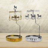 Maxbell Metal Candle Holder Carousel Tray Decorations Rotating Candlestick for Home Aureate