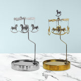 Maxbell Metal Candle Holder Carousel Tray Decorations Rotating Candlestick for Home Aureate
