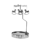 Maxbell Metal Candle Holder Carousel Tray Decorations Rotating Candlestick for Home Argent