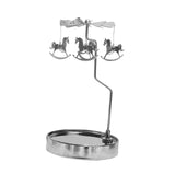 Maxbell Metal Candle Holder Carousel Tray Decorations Rotating Candlestick for Home Argent