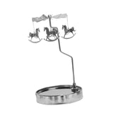 Maxbell Metal Candle Holder Carousel Tray Decorations Rotating Candlestick for Home Argent